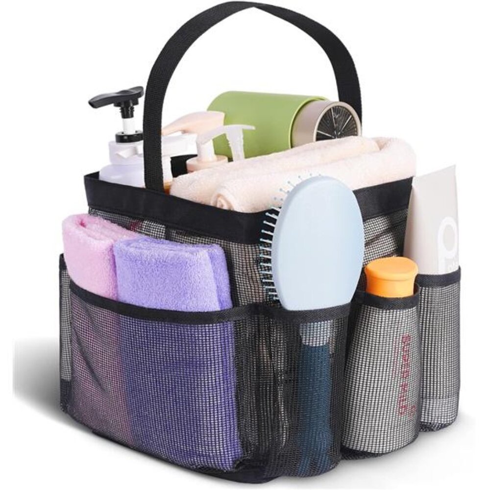 Mesh Shower Caddy Portable for College Dorm Room Essentials 8-Pocket Shower Bag